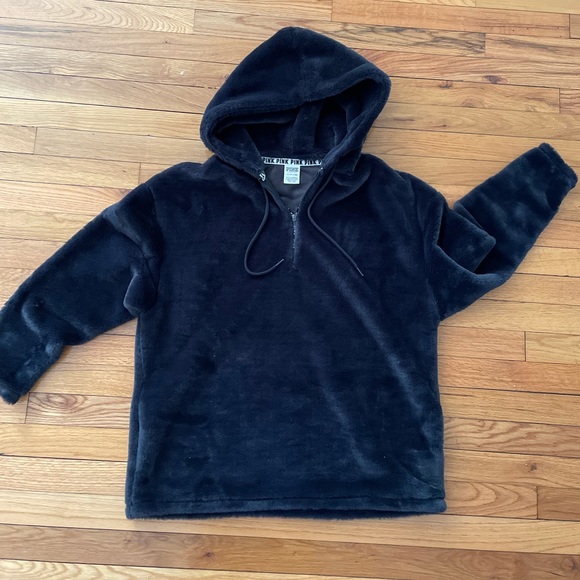 PINK Velvety Soft Faux Fur Half Zip Hoodie - Picture 2 of 6